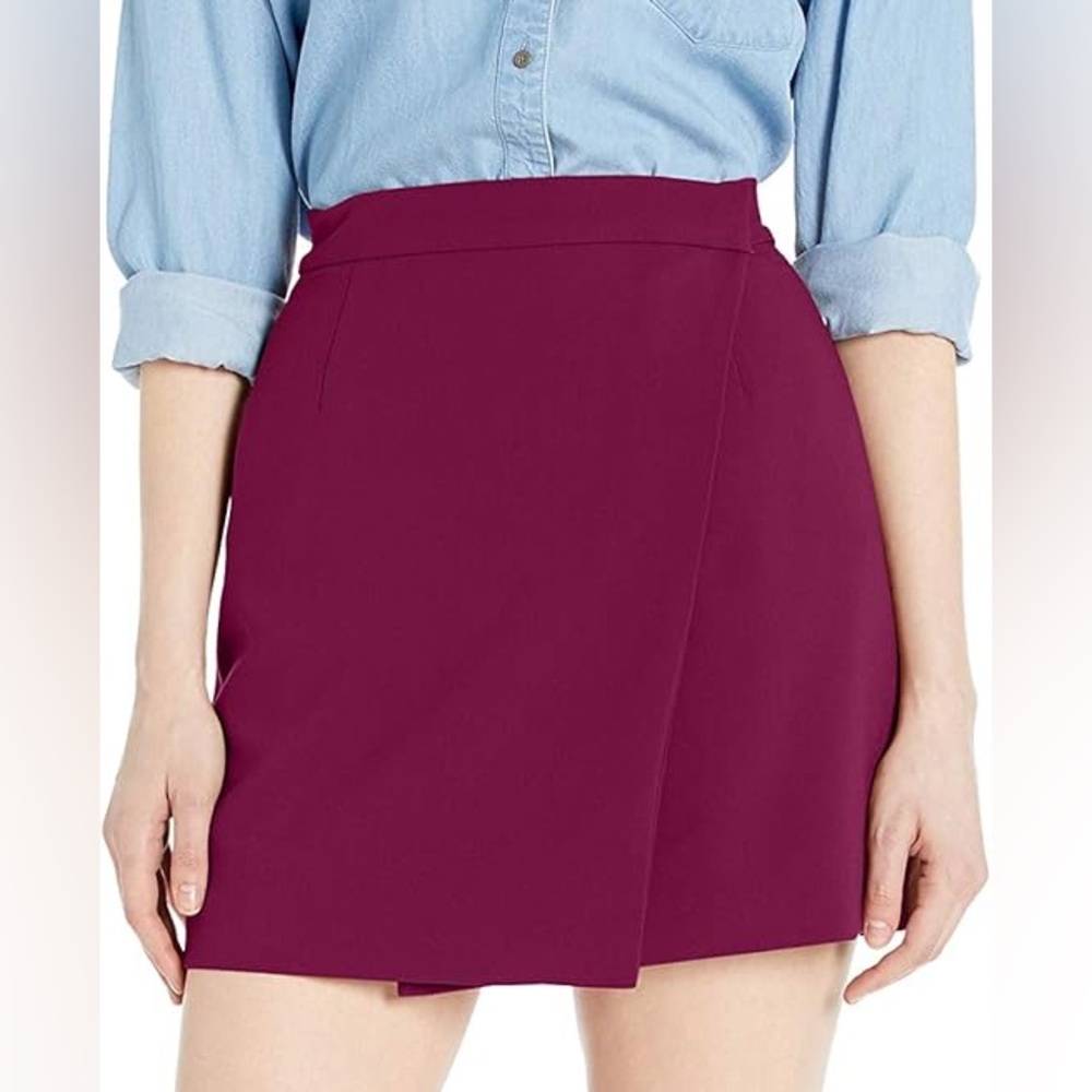 NOISY MAY | Burgundy Knit Faux Wrap Mini Skirt Sz S